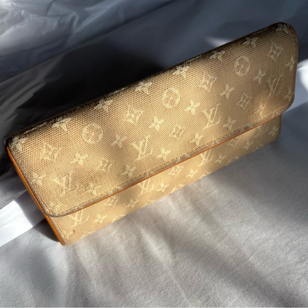 Louis Vuitton Beige Tan Mini Lin International Long Wallet